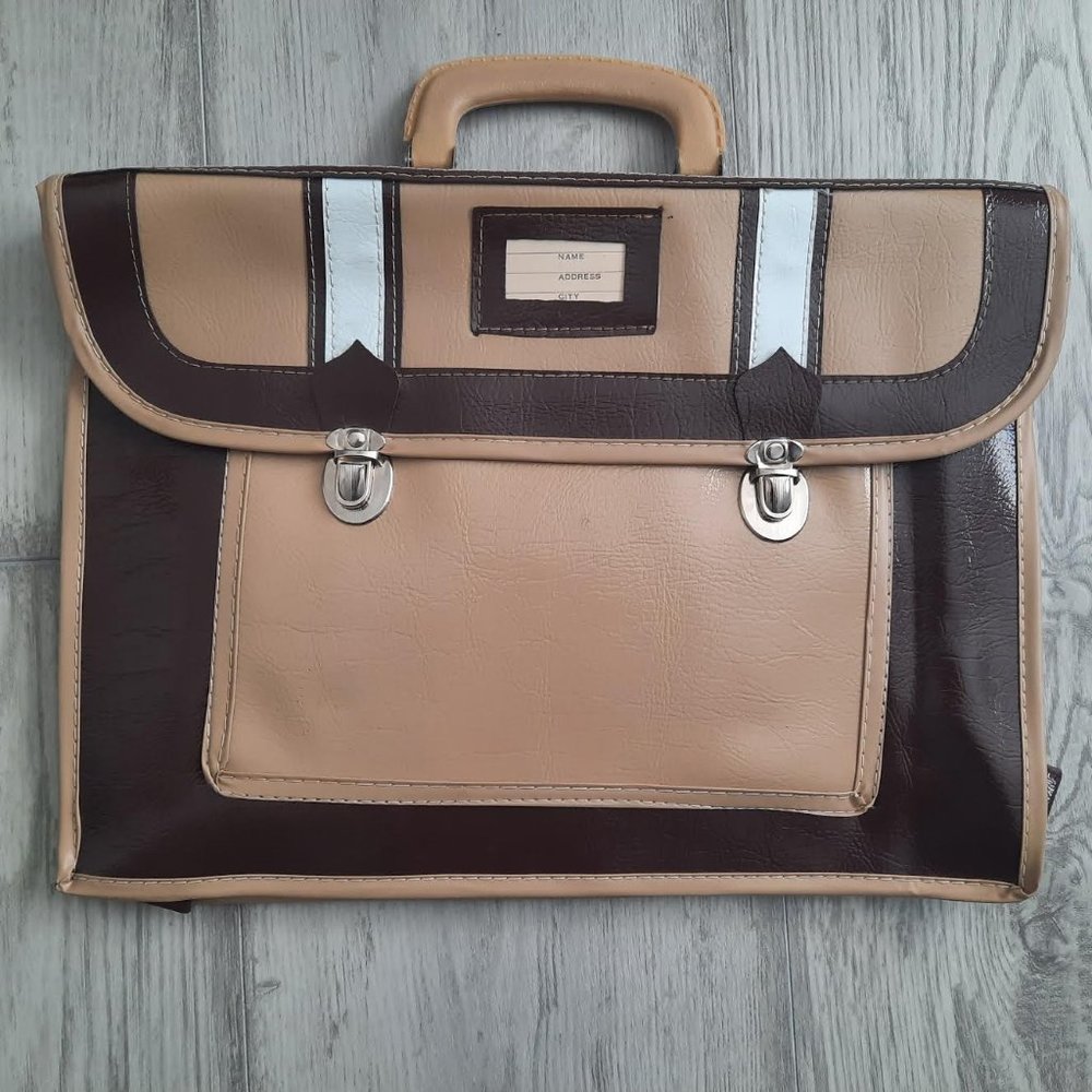 1970s Brown Travel Bag vinyl briefcase carry on